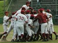 the 2006 Cardinals celebrating after a playoff victory against Lincoln.